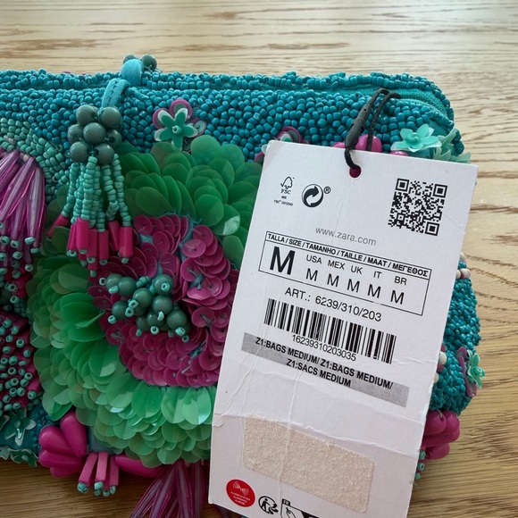 Zara coral Vibrant Beaded Clutch - Picture 4 of 11